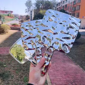 Жидкое квадратное зеркало, ручное настольное косметическое зеркало для макияжа, дорожное металлическое портативное зеркало для сумочки