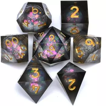 Жидкое ядро, зыбучие пески, смола, DND, игральные кости, острые грани, подземелья и драконы, многогранник, игровой набор для ролевых игр, RPG Explorer, магические подарки розовый/чёрный