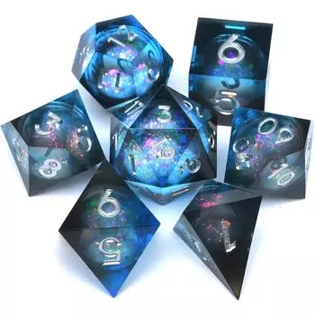 Жидкое ядро, зыбучие пески, смола, DND, игральные кости, острые грани, подземелья и драконы, многогранник, игровой набор для ролевых игр, RPG Explorer, магические подарки синий/чёрный