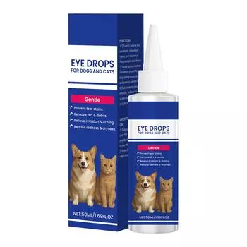 Жидкость для чистки и ухода за домашними животными, Подходит для собак и кошек, Снимает зуд и раздражение глаз, Красные глаза и аллергические симптомы, 50 мл One Size белый