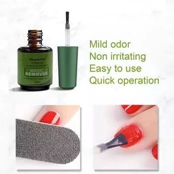 Жидкость для снятия гелевого лака 15 мл Профессиональная салонная жидкость для снятия гелевого лака Быстрое и легкое удаление Безопасно Без запаха Подарок для любителей нейл-арта зелёный