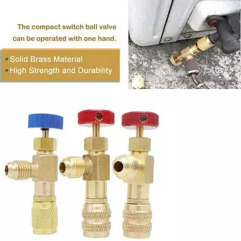 Жидкостный безопасный R410A R22 Хладагент для кондиционера 1/4 5/16 Адаптер безопасности Заправка хладагента жёлтый/синий