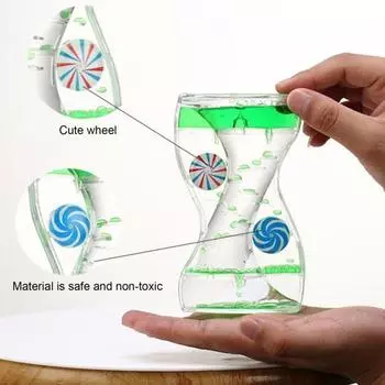 Жидкостный пузырьковый таймер, вращающиеся колеса, снятие стресса, красочные капли масла, песочные часы, игрушка-непоседа, украшение для домашнего офиса, рабочего стола, подарок для детей и взрослых синий