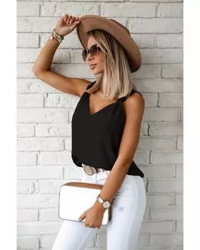 Жилет Azura Exchange с V-образным вырезом и завязанными плечами M чёрный