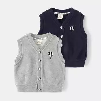 Жилет-баллон для мальчиков весна-осень жилеты для малышей хлопковые детские пальто одежда 90 тёмно-синий