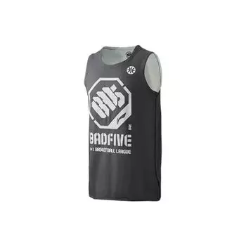 Жилет баскетбольный свободный быстросохнущий Li Ning Anti-Five Series с геометрическим узором и буквенным принтом, мужские жилеты черного цвета AAYS081-2 M