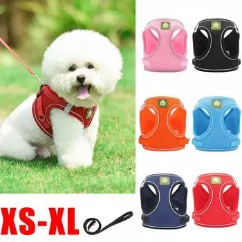 Жилет без натяжения для собак, регулируемый, с мягкой подкладкой, маленькая куртка из сетки среднего размера XS чёрный