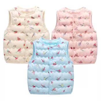 Жилет без рукавов с птичкой для маленьких мальчиков и девочек, уличный жилет, верхняя одежда, наряды 90 бежевый