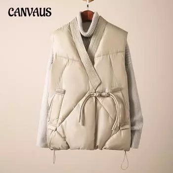 Жилет больших размеров, женская мода, зимняя, простая, с V-образным вырезом, верхняя одежда из хлопка, блестящий хлопковый жилет, куртка, жилет Tide M белый