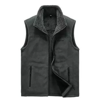 Жилет большого размера, мужской, повседневный, флисовый, флисовый, свободный, средне-зеленый, спортивный жилет M