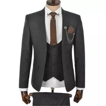 Жилет DeepSEA Клетчатый костюм из трех предметов с двумя пуговицами и одним разрезом 2300407