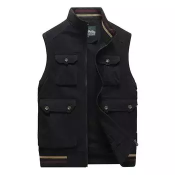 Жилет для активного отдыха, мужской, с несколькими карманами, для среднего и молодого возраста, свободный жилет большого размера, рабочая одежда, повседневная куртка XL армия зеленый