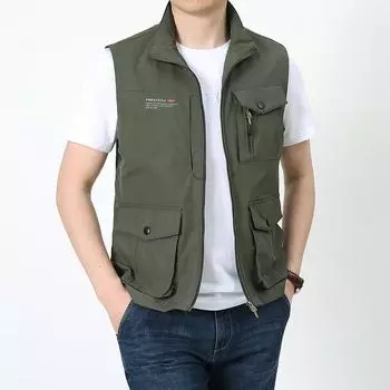 Жилет для активного отдыха, свободный, многофункциональный, весенне-осенний, повседневный, жилет для рыбалки, мужская рабочая одежда для людей среднего и пожилого возраста, жилет большого размера M