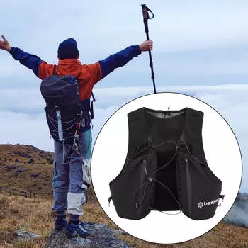 Жилет для бега с питьевой системой для мужчин и женщин, дышащий рюкзак для бега, походов чёрный