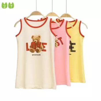 Жилет для девочек, летнее детское платье без рукавов с принтом, детская жилетка, юбка 90cm жёлтый