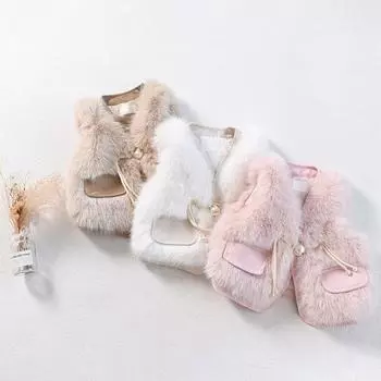 Жилет для девочек осенне-зимний новый иностранный стиль детский жилет из искусственного меха терможилет детская одежда жилет 80cm белый