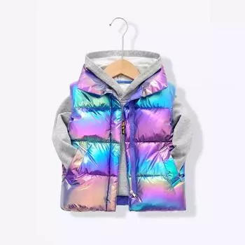 Жилет для девочек, осенне-зимний, жилет, жилет, жилет, детская, утепленная одежда для мальчиков, теплая одежда в иностранном стиле, весна и осень, новинка 140cm фиолетовый