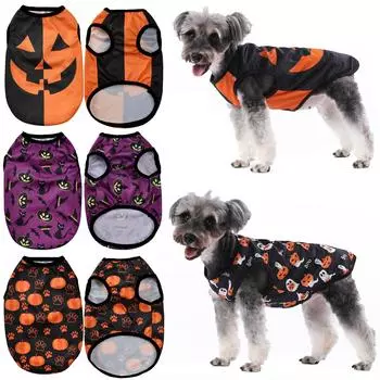 Жилет для домашних собак, одежда на Хэллоуин для маленьких собак, костюм для кошек, мягкая дышащая рубашка для щенка, котенка, милый шнауцер, мопс, одежда, наряды XS