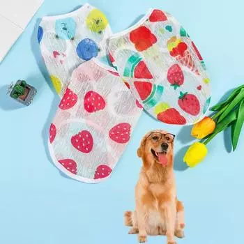 Жилет для домашних животных, футболка с фруктами и принтом, мягкий удобный дышащий жилет без рукавов для кошек и собак, одежда для домашних животных L