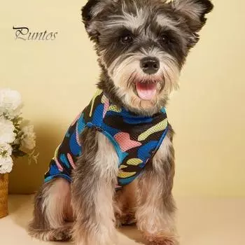 Жилет для домашних животных, камуфляжная рубашка без рукавов с круглым вырезом, мягкая удобная дышащая жилетка для собак, товары для домашних животных XS синий