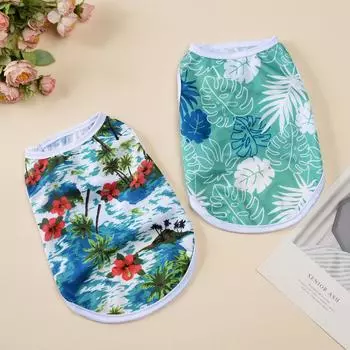 Жилет для домашних животных, костюм для маленьких и средних собак, кошек, летняя дышащая футболка с принтом «остров», для путешествий на открытом воздухе, пальто для котят и мопсов, одежда XS