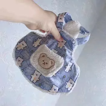 Жилет для домашних животных Одежда для осени и зимы Милый мультяшный узор Кошка и собака Тедди Медведь Поммель Мальзис Йоркширский ремень Одежда для щенков XS