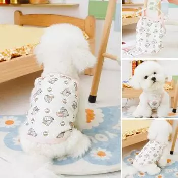 Жилет для домашних животных с героями мультфильмов, летний топ, мягкий слинг для собак, очаровательная дышащая и защитная одежда от солнца, товары для домашних животных M розовый