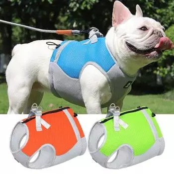 Жилет для домашних животных с круглым вырезом, дышащий двойной светоотражающий жилет без рукавов для кошек и собак, регулируемый крутой жилет, летний костюм для повседневной носки M синий