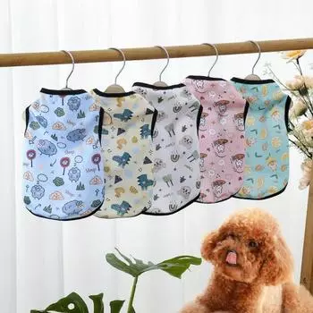 Жилет для домашних животных с круглым вырезом без рукавов, свободные удобные мягкие летние рубашки с принтом для домашних животных, овцы, кошки, собаки 2XL жёлтый