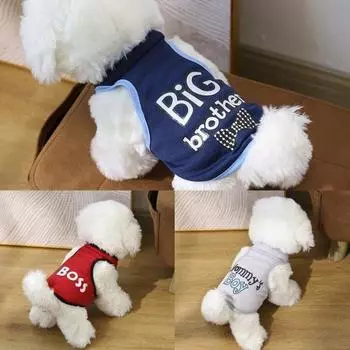 Жилет для домашних животных с круглым вырезом, дышащий мягкий удобный пуловер без рукавов с принтом кошек и собак, пуловер для домашних животных L темно-синий