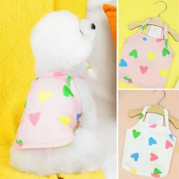 Жилет для домашних животных с квадратным вырезом, удобный мягкий хлопковый жилет с сердечком, летний без рукавов для щенков и собак L розовый