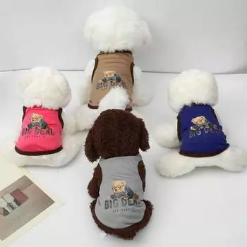 Жилет для домашних животных с мультяшным узором, нежная подшивка, классная пижама для собаки, маленький тонкий наряд для щенка XS розы красного