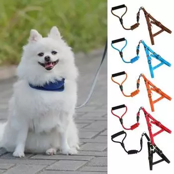 Жилет для домашних животных с поводком Регулируемая быстроразъемная пряжка с защитой от побега Маленькая и большая нагрудная шлейка для кошек и щенков Тяговая веревка Товары для домашних животных S оранжевый