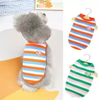 Жилет для домашних животных, удобная милая пижама, полосатая футболка, жилет для кошек и собак для повседневного ношения L оранжевый