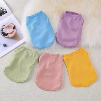 Жилет для домашних животных, удобный мягкий свитер для собак, модная однотонная футболка без рукавов с кошкой на весну и лето S зелёный