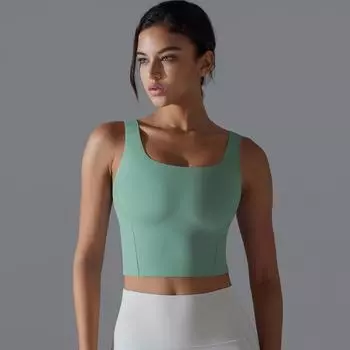 Жилет для фитнеса и йоги Nessaj, женский спортивный топ без рукавов для бега, противоударный топ для тренировок с эффектом пуш-ап S зеленый лайм