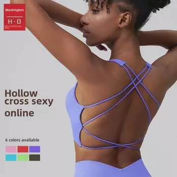 Жилет для йоги Walton Fitness с противоударной накладкой на грудь и спортивным бюстгальтером с перекрестными бретелями Small