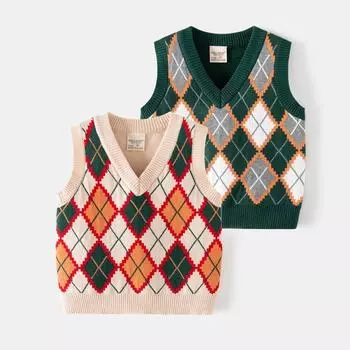 Жилет для мальчиков, детская жилетка на весну и осень, новый детский жилет в студенческом стиле, шерстяной жилет для малышей, модная детская одежда 90cm зелёный