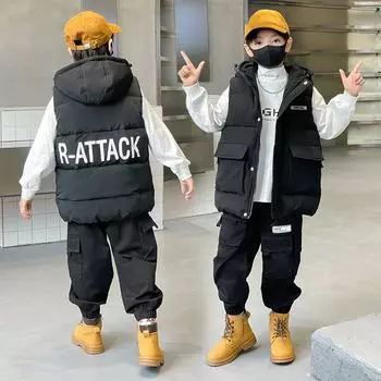 Жилет для мальчиков, хлопковая куртка, верхняя одежда, теплый жилет 170 бежевый