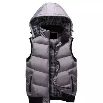 Жилет для мужчин Утолщенный мужской хлопковый жилет с капюшоном Повседневный модный жилет Мужская куртка M китайский красный