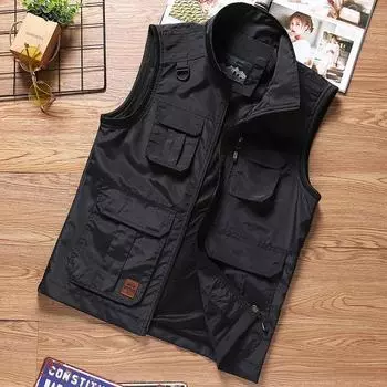 Жилет для отдыха на природе, мужской, многофункциональный, быстросохнущий, дышащий, с воротником-стойкой, для рыбалки и фотосъемки M