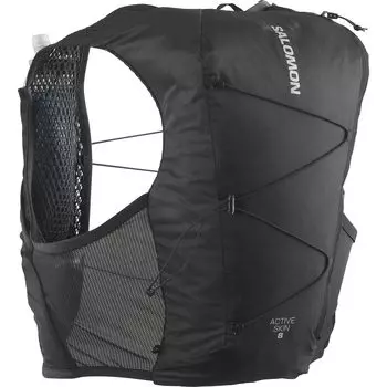 Жилет для питья SALOMON, рюкзак, рюкзак ACTIVE SKIN 8 SET, размер 8 M (Активный набор) ЧЁРНЫЙ/МЕТАЛЛ