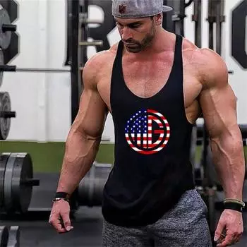 Жилет для пляжа и серфинга с круглым вырезом, спортивная тренировочная майка для фитнеса, мужская хлопковая майка для бодибилдинга, удобная майка M чёрный