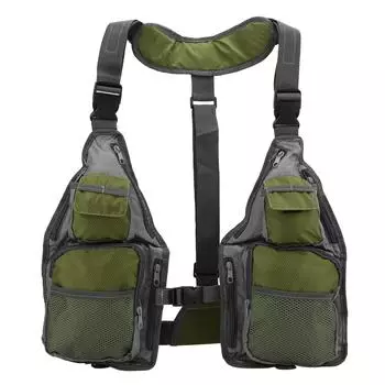 Жилет для рыбалки, дышащий, износостойкий, большой объем для хранения, легкий вес, для рыбалки зелёный
