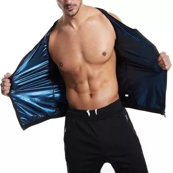Жилет для сауны без рукавов для мужчин, высокая компрессия, топ на молнии, рубашка для фитнеса и тренировок, формирователь тела для похудения 2XL