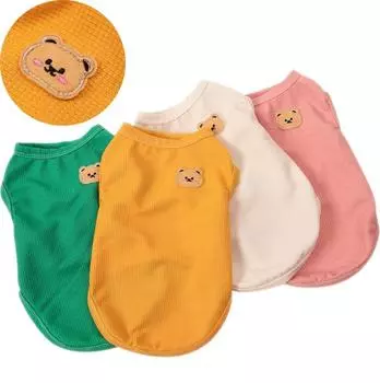 Жилет для щенков весна/лето, симпатичная вафельная сетчатая одежда для собак, жилет для кошек, футболка с изображением чихуахуа, плюшевых собак, одежда для домашних животных для маленьких и средних собак и кошек XS