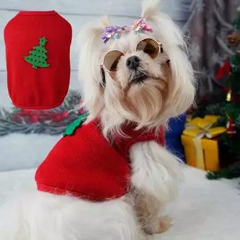 Жилет для собак, дышащий костюм без ограничений для щенков, теплый рождественский свитер для двуногих домашних животных, одежда для домашних животных M красный