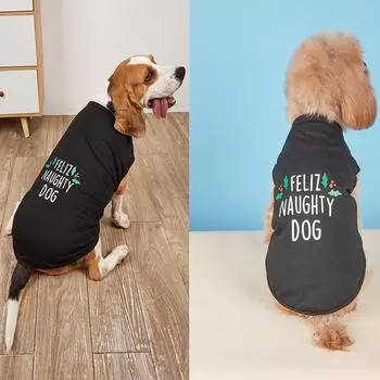 Жилет для собак из хлопка CVC — маленькие, средние и большие размеры для щенков и собак S чёрный