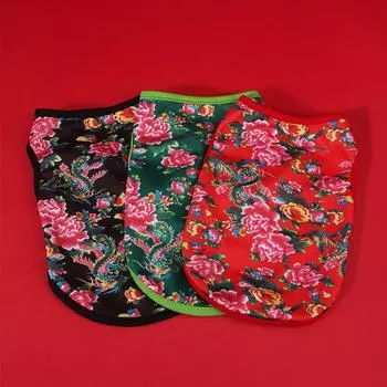 Жилет для собак Летний сетчатый дышащий китайский стиль Северный Китайский георгин Нелетающая шерсть Ультра крутой Тедди Бишон Фризе Померани XS