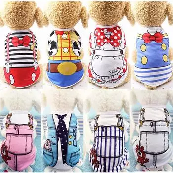 Жилет для собак с героями мультфильмов, дышащая летняя одежда для домашних животных, рубашки с милым принтом для маленьких собак, мягкий хлопковый жилет для кошек XS белый